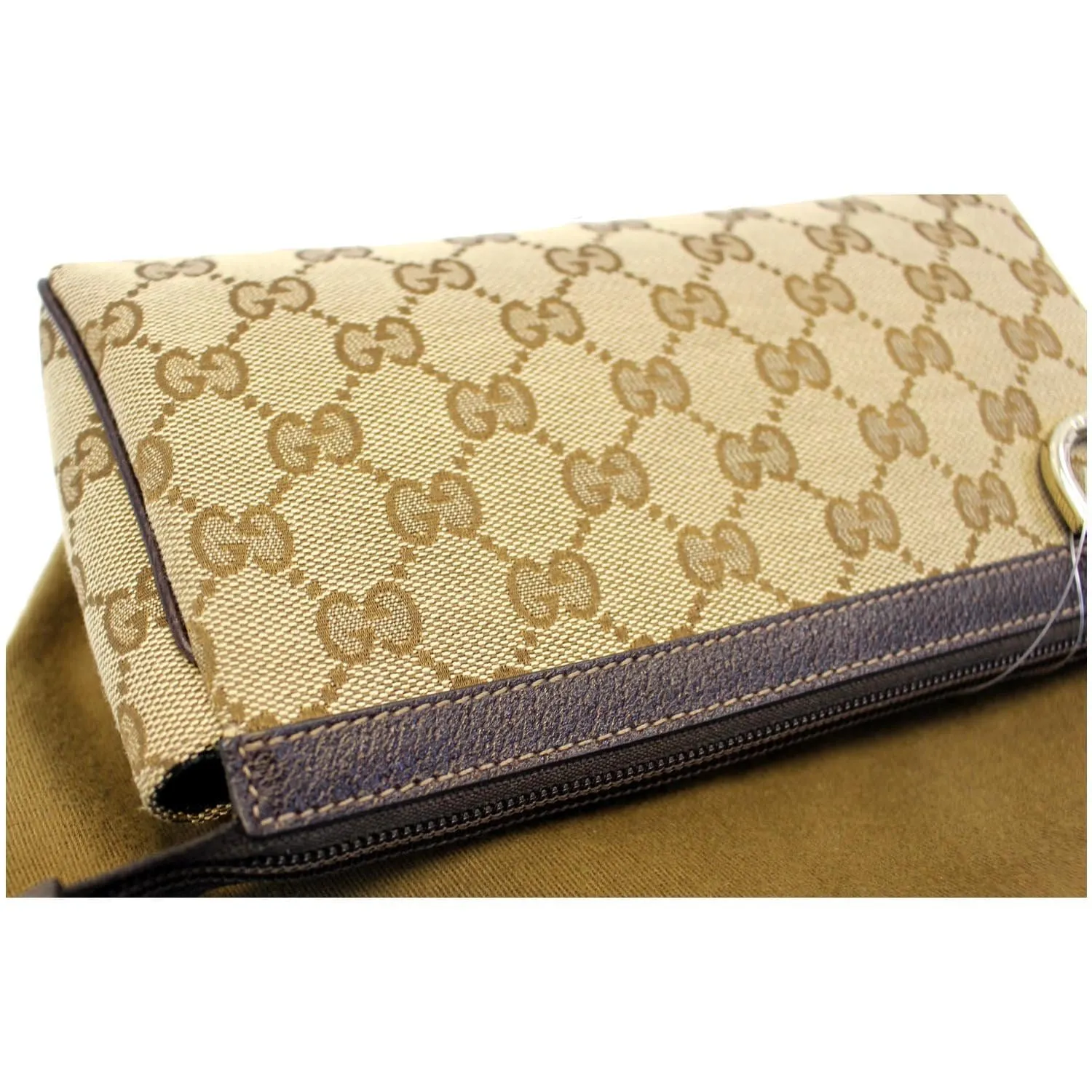 Gucci Beige/Ebony G Canvas Abbey D-Ring Pochette Bag