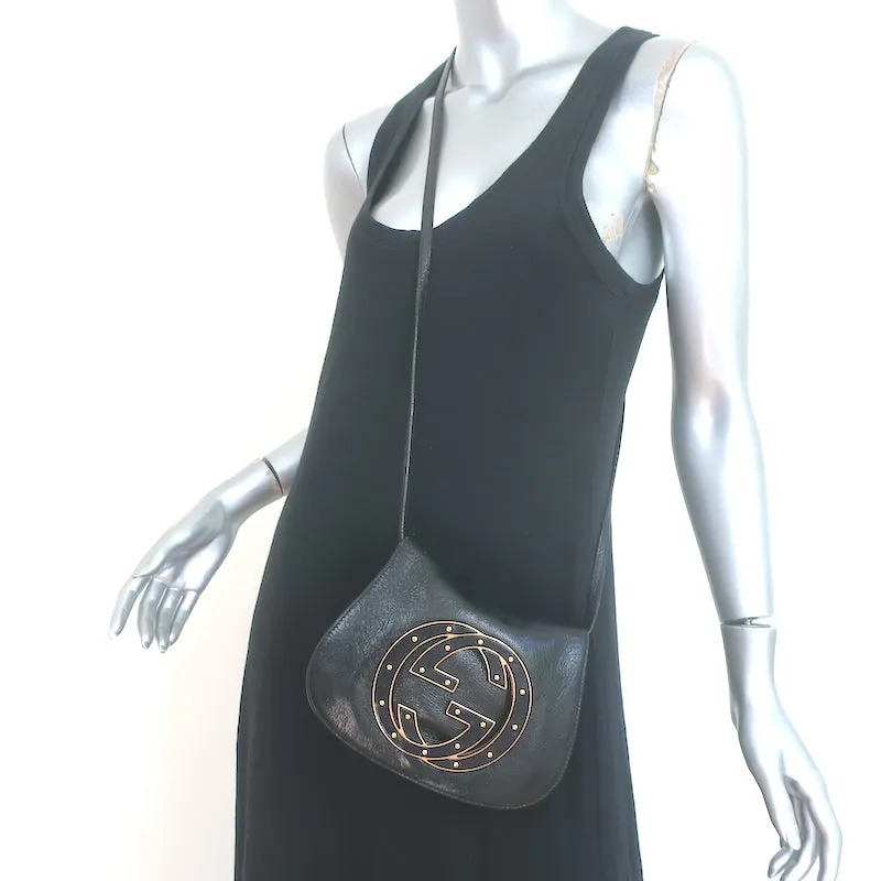 Gucci Blondie Studded Mini Crossbody Bag Black Leather