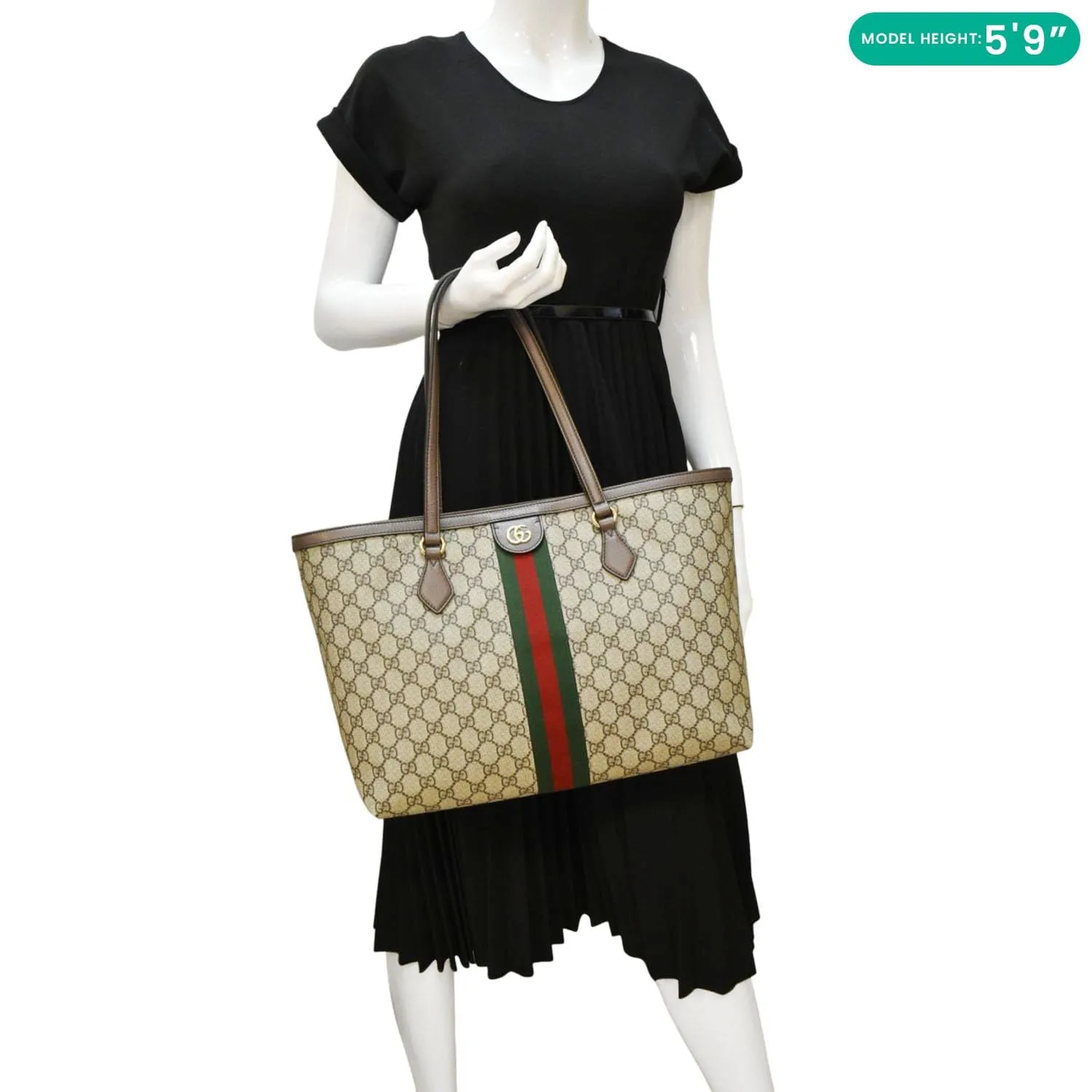 GUCCI Ophidia Medium GG Supreme Canvas Tote Bag Beige 631685