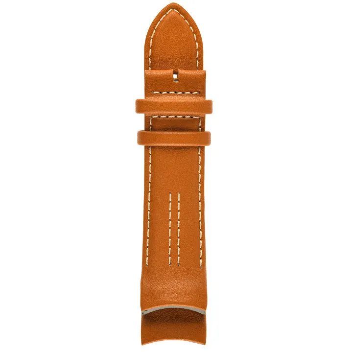 GV2 Motorcycle 24mm Stitched Black Leather Strap