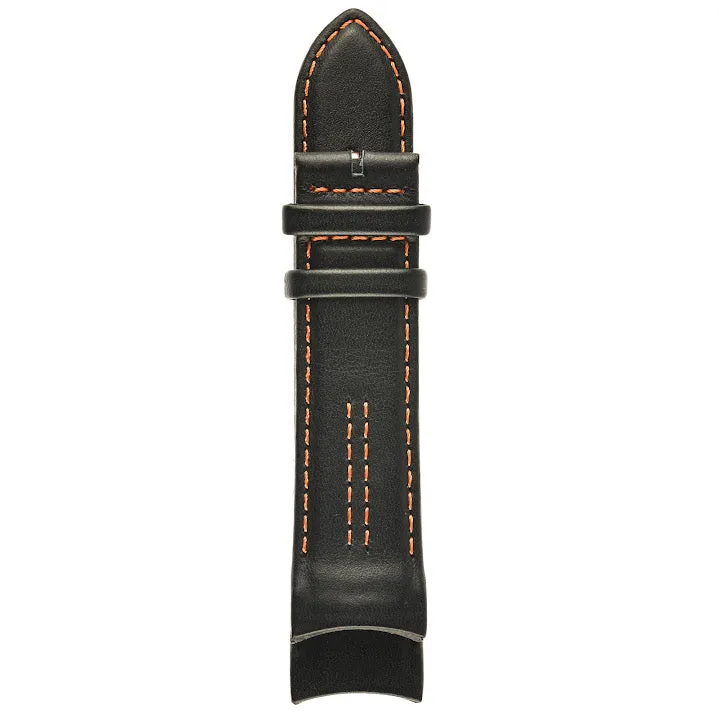 GV2 Motorcycle 24mm Stitched Black Leather Strap