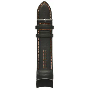 GV2 Motorcycle 24mm Stitched Black Leather Strap
