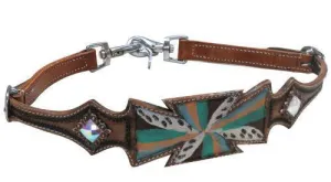 Hand painted cross wither strap with crystal rhinestone conchos