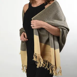 Hand Woven Border Wraps | Champagne & Black