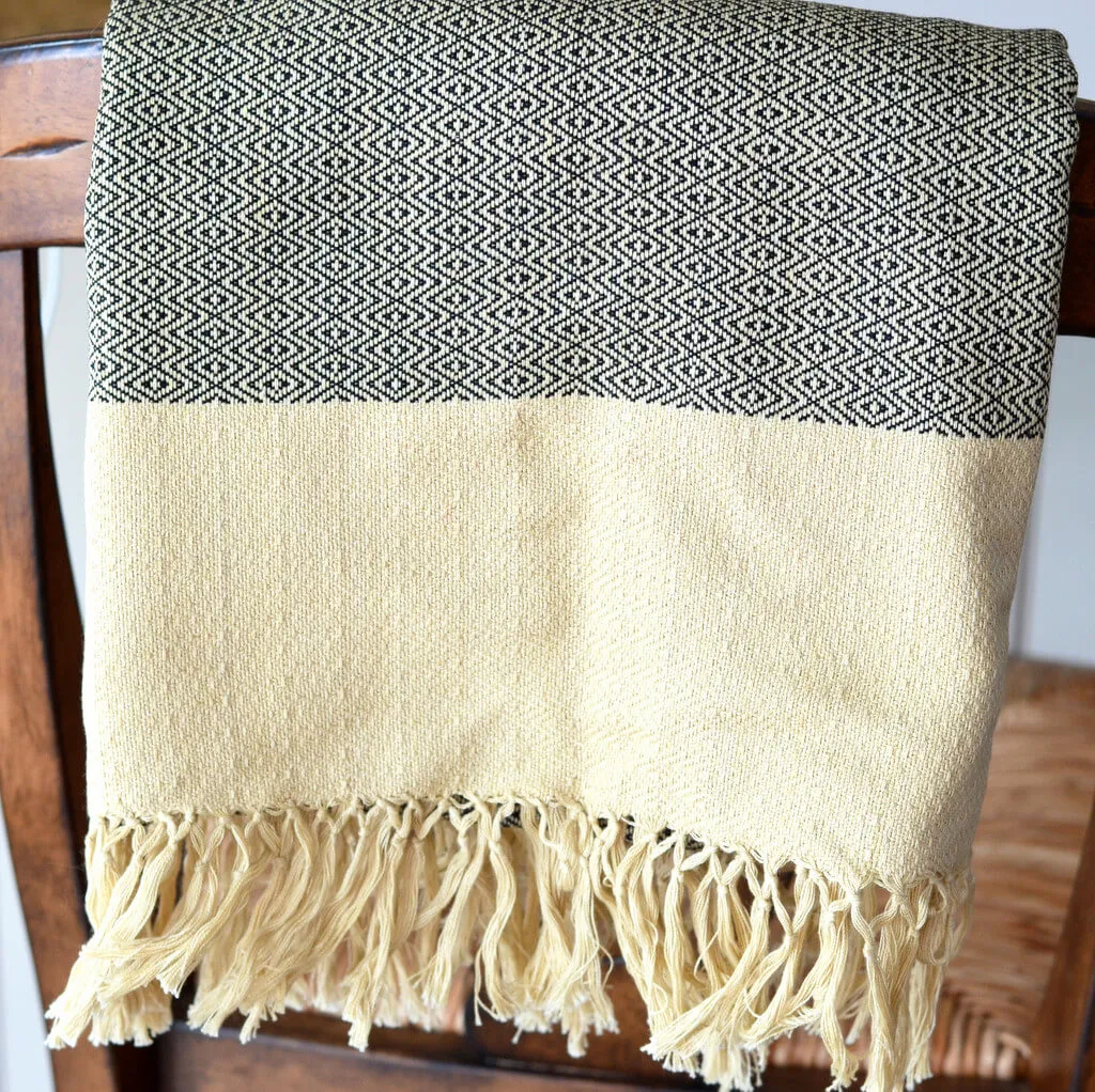 Hand Woven Border Wraps | Champagne & Black