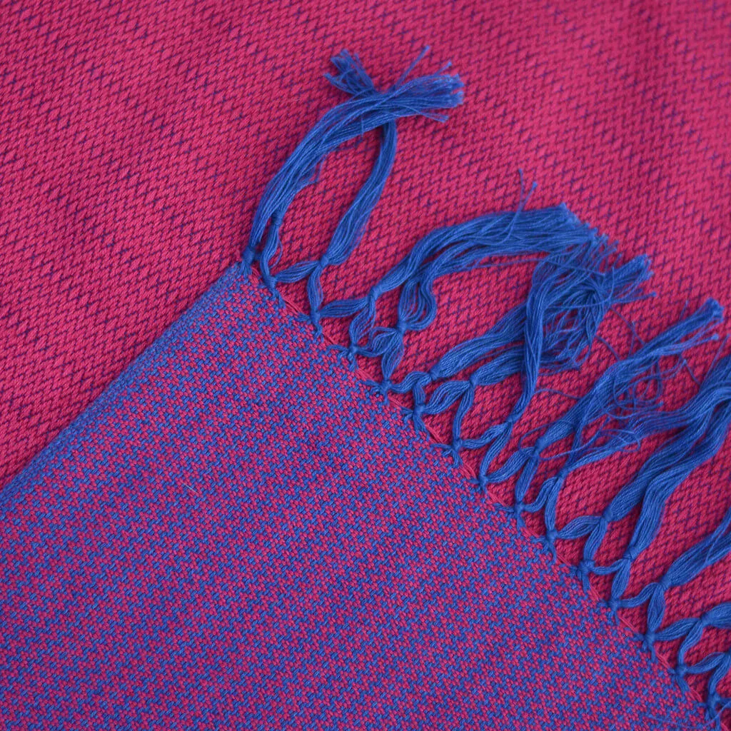 Hand Woven Vibrant Shawl | Cobalt & Magenta