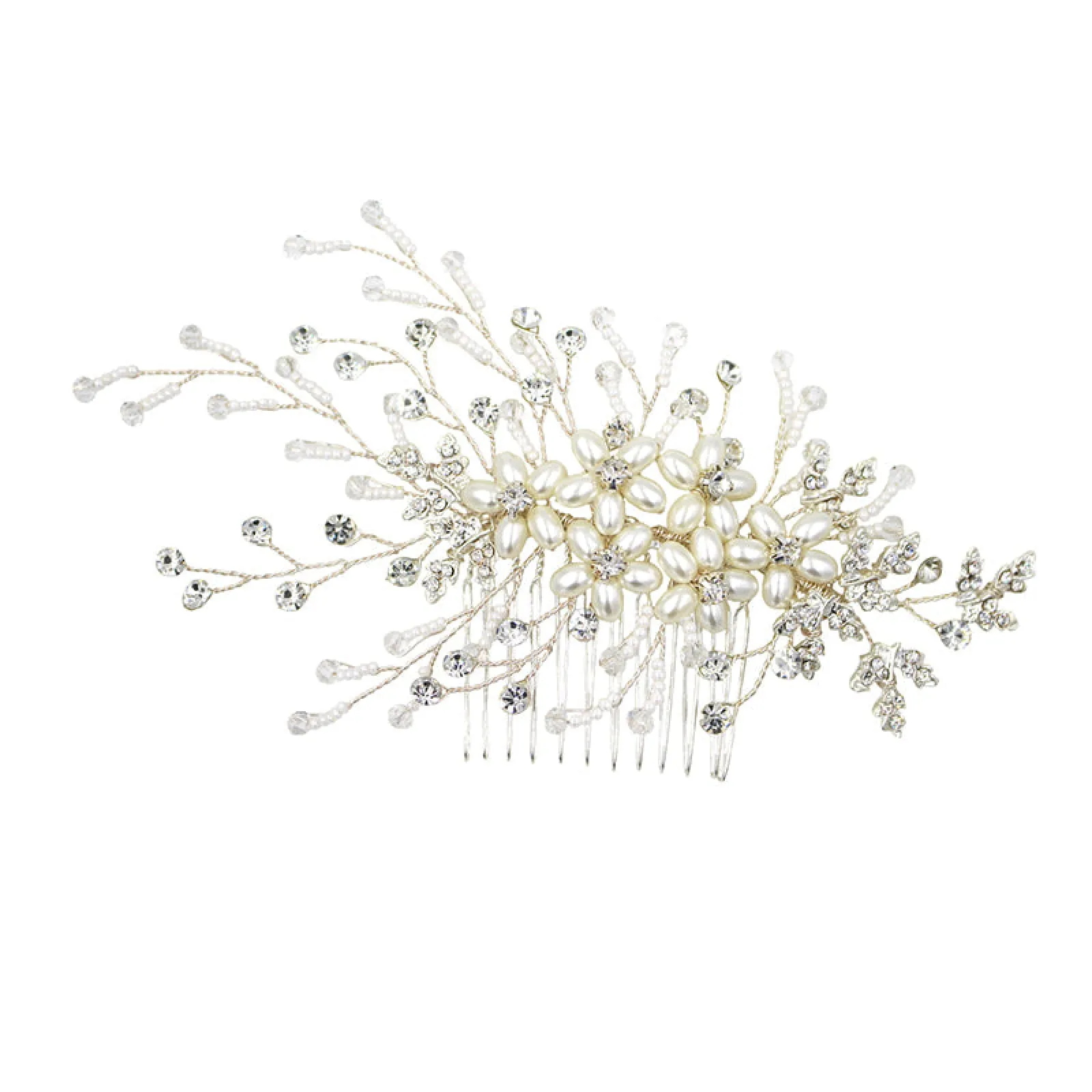 Handmade Artificial Pearls Bridal Hair Comb Wedding Headdress Hair Accessory