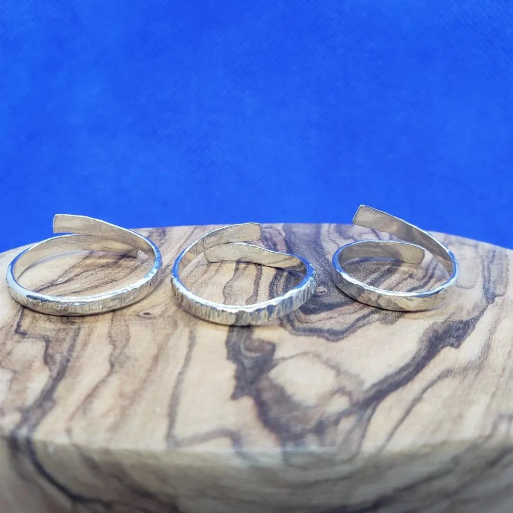 Handmade Minimalist .925 Sterling Silver Hammered Ring | Adjustable Open-End Design