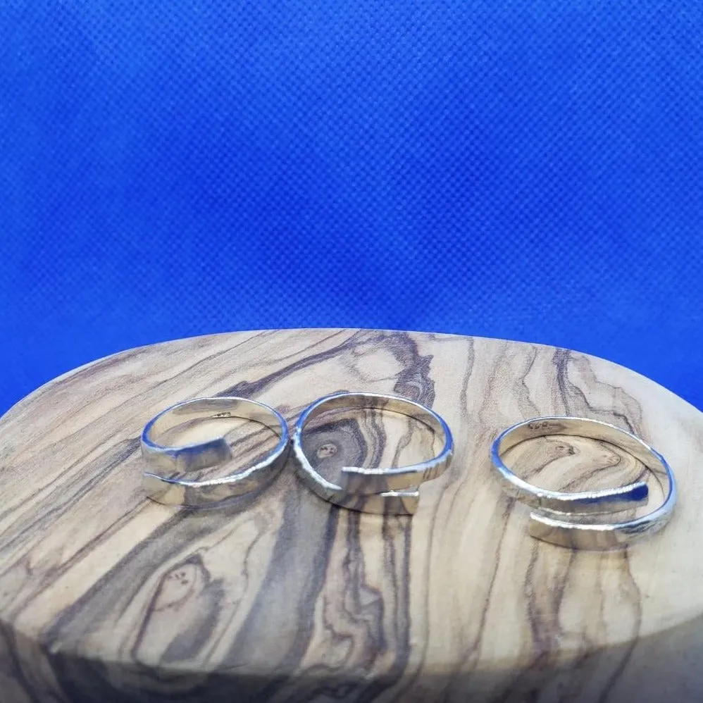 Handmade Minimalist .925 Sterling Silver Hammered Ring | Adjustable Open-End Design