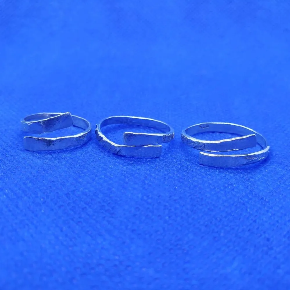 Handmade Minimalist .925 Sterling Silver Hammered Ring | Adjustable Open-End Design