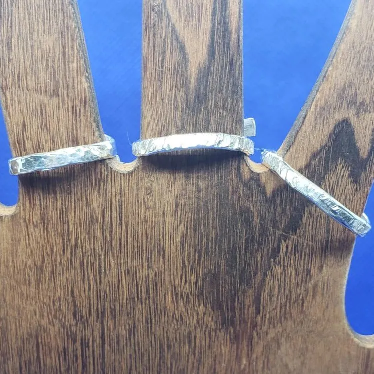 Handmade Minimalist .925 Sterling Silver Hammered Ring | Adjustable Open-End Design