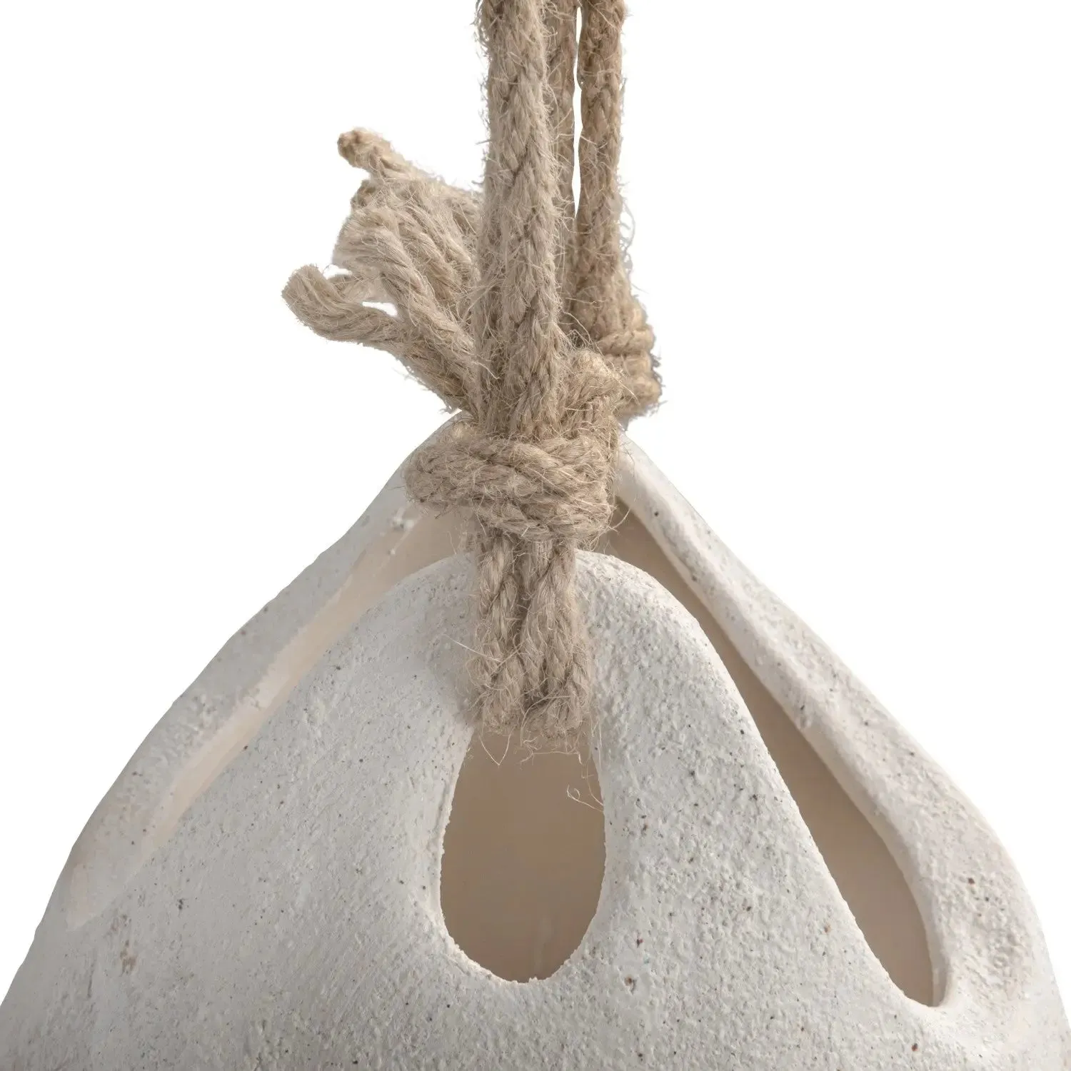 HANGING COARSE STONEWARE PLANTER W JUTE ROPE HANGER