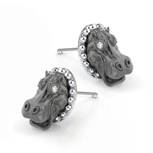 Happy Hippo Diamond Earring Studs