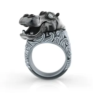 Happy Nile Hippo Diamond Ring