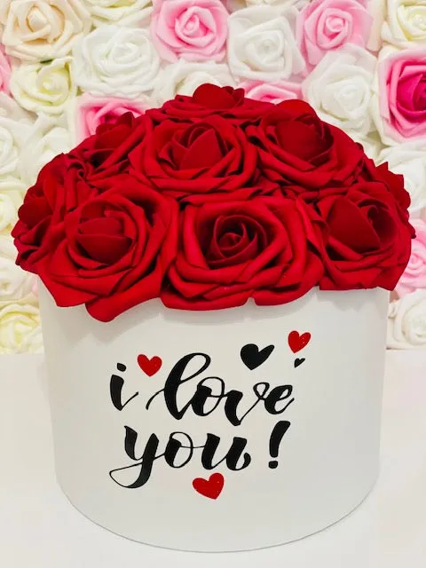 Happy Valentine's Rose Hat Box Bouquet - I love you