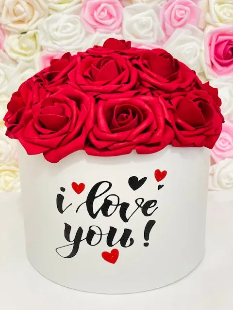 Happy Valentine's Rose Hat Box Bouquet - I love you