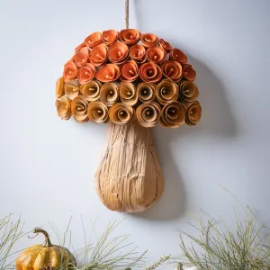 Harvest Wood Curl Mushroom Wall Hanger,phl363