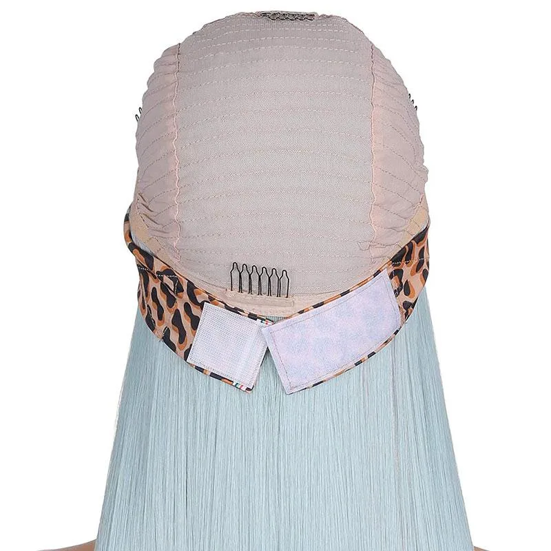 Headband Wig Glueless-Opal Blue Sleek Straight Half Wig With Boho Style
