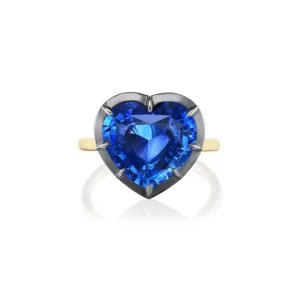Heart-Shaped Blue Sapphire Regency Ring