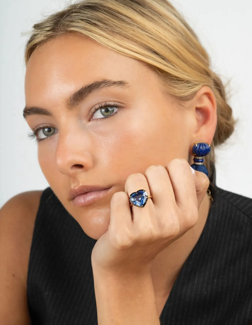 Heart-Shaped Blue Sapphire Regency Ring