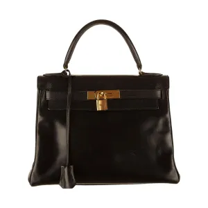 Hermes Black Kelly 28 Bag