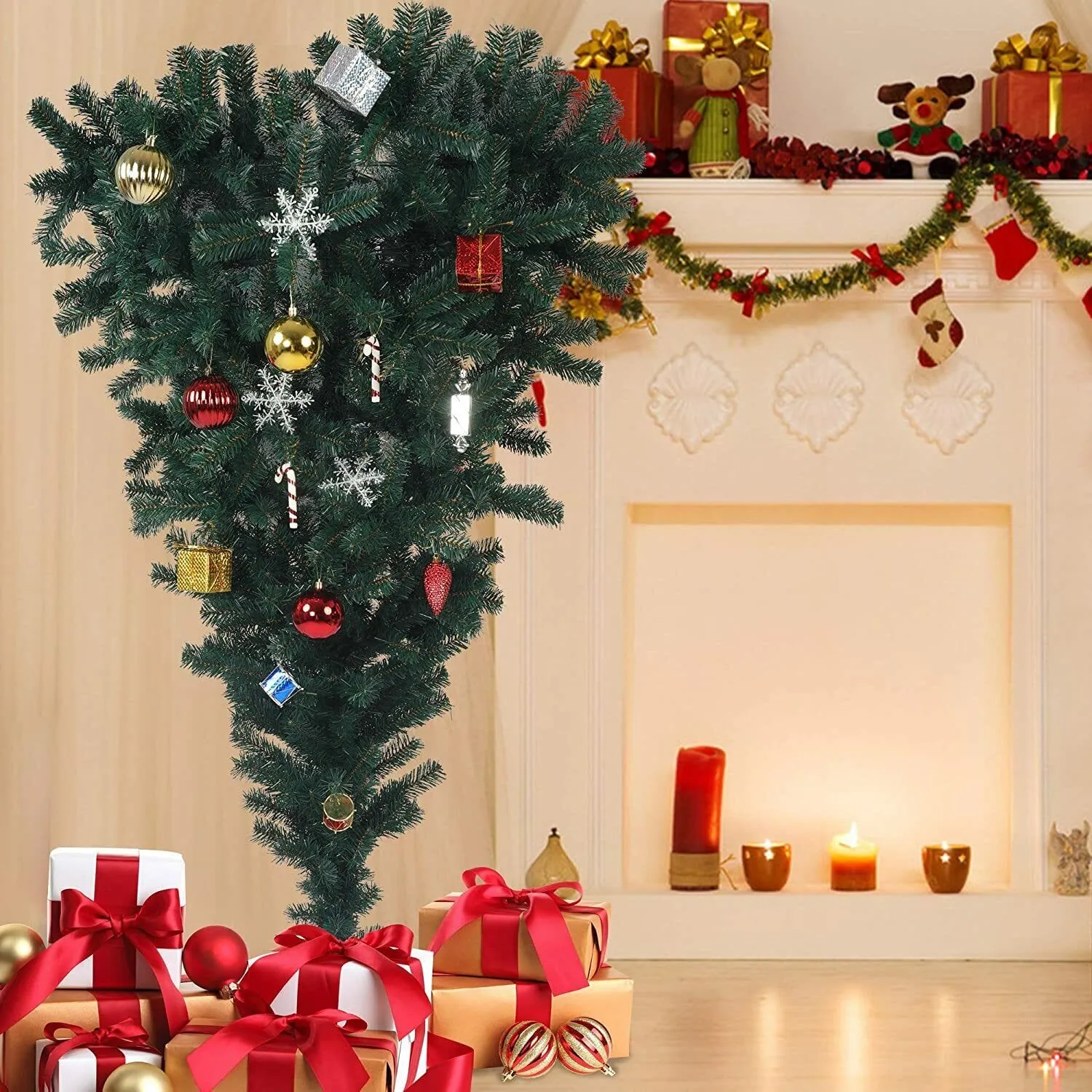 Holiday Upside Down Artificial Christmas Tree 5.5 FT