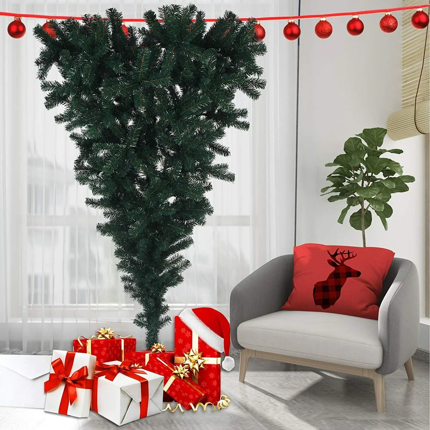 Holiday Upside Down Artificial Christmas Tree 5.5 FT