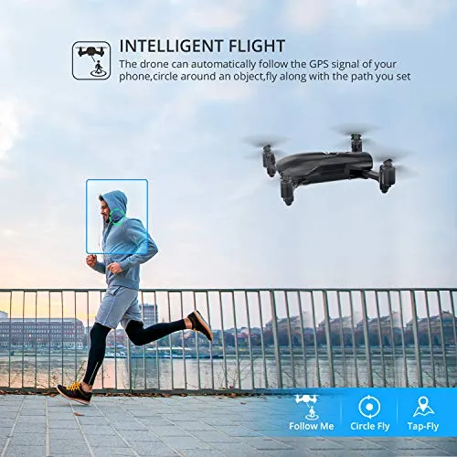 Holy Stone HS165 GPS FPV Drones with Camera for Adults 1080P HD, Foldable Drone for Beginners with Auto Return Home, Follow Me, Circle Fly, Tap Fly, Includes 2 Batteries and Carrying Case