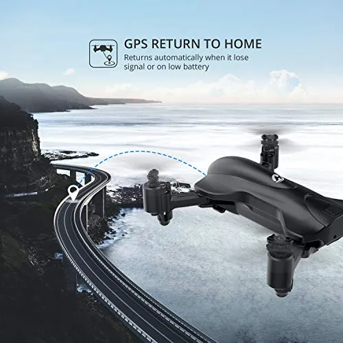 Holy Stone HS165 GPS FPV Drones with Camera for Adults 1080P HD, Foldable Drone for Beginners with Auto Return Home, Follow Me, Circle Fly, Tap Fly, Includes 2 Batteries and Carrying Case