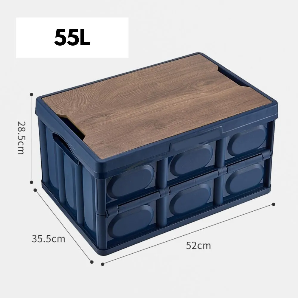 Homlly Collapsible Storage Box Crates with Wood Tabletop Lid