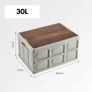 Homlly Collapsible Storage Box Crates with Wood Tabletop Lid