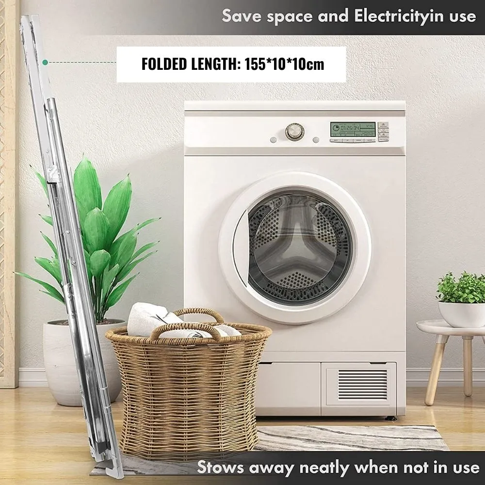 Homlly Foldable Extendable Clothes Laundry Drying Stainless Steel Rack with Wheels