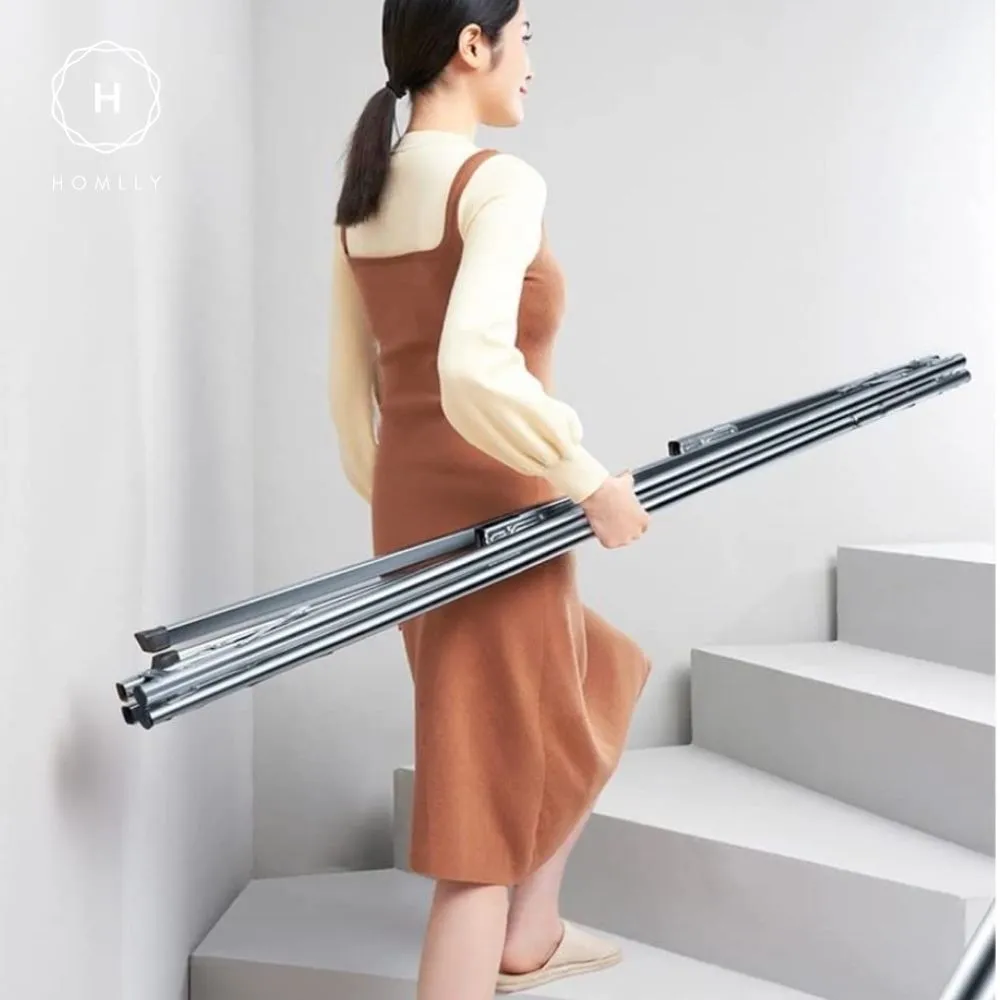 Homlly Foldable Extendable Clothes Laundry Drying Stainless Steel Rack with Wheels