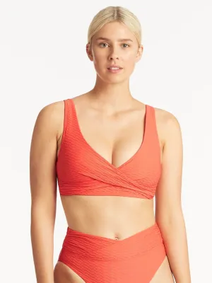 Honeycomb Cross Front Multifit Top In Tangerine