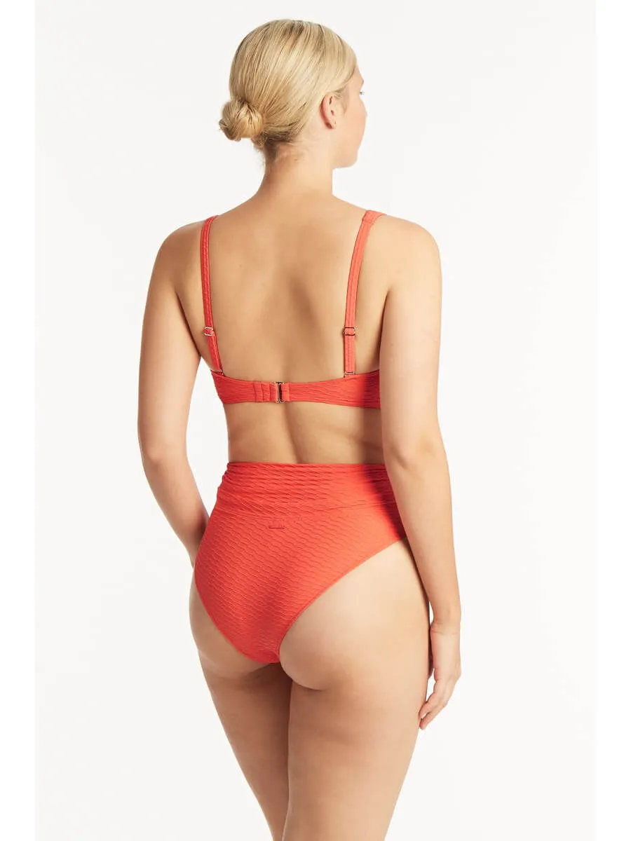 Honeycomb Cross Front Multifit Top In Tangerine