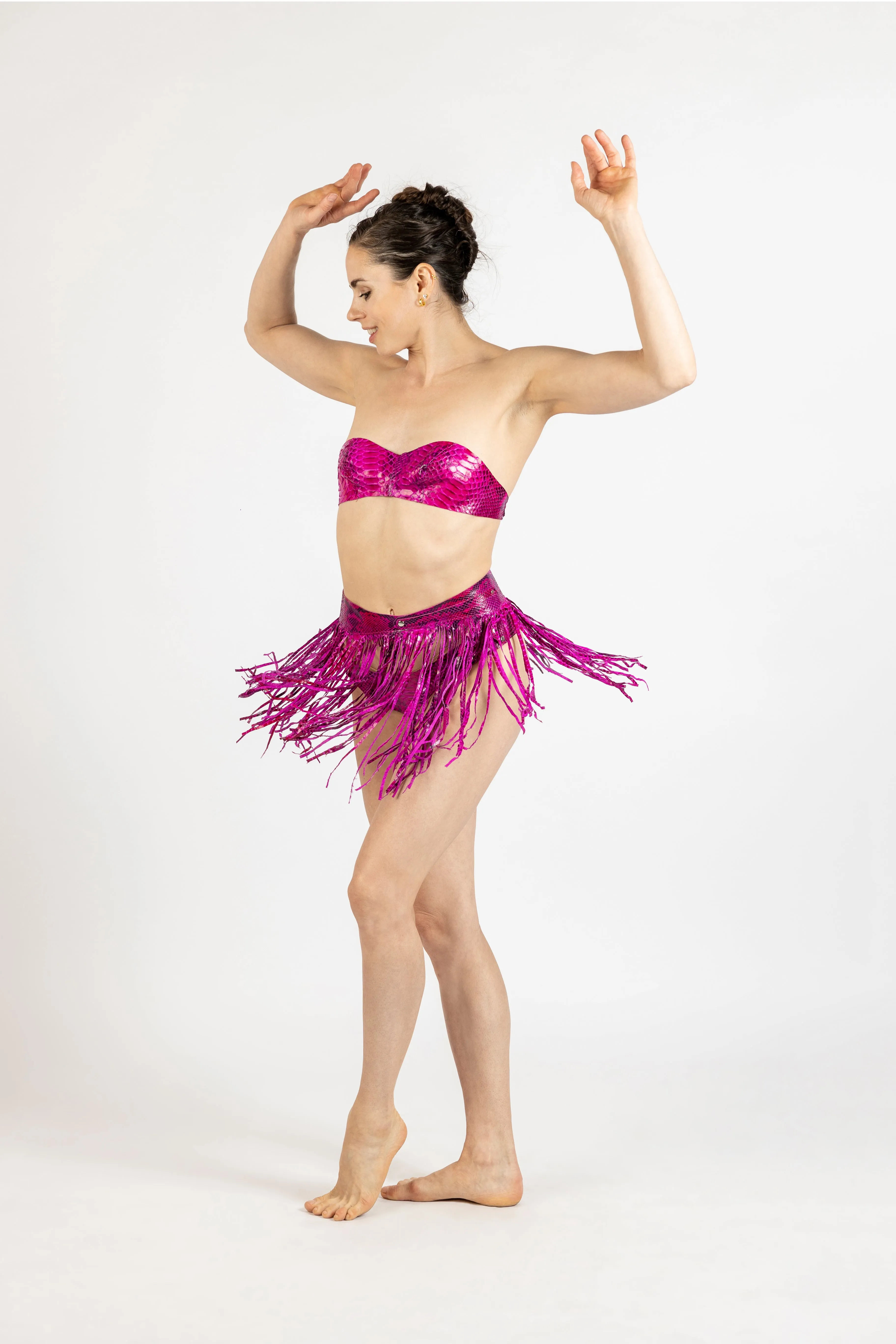 Hot Pink Fringe Snakeskin