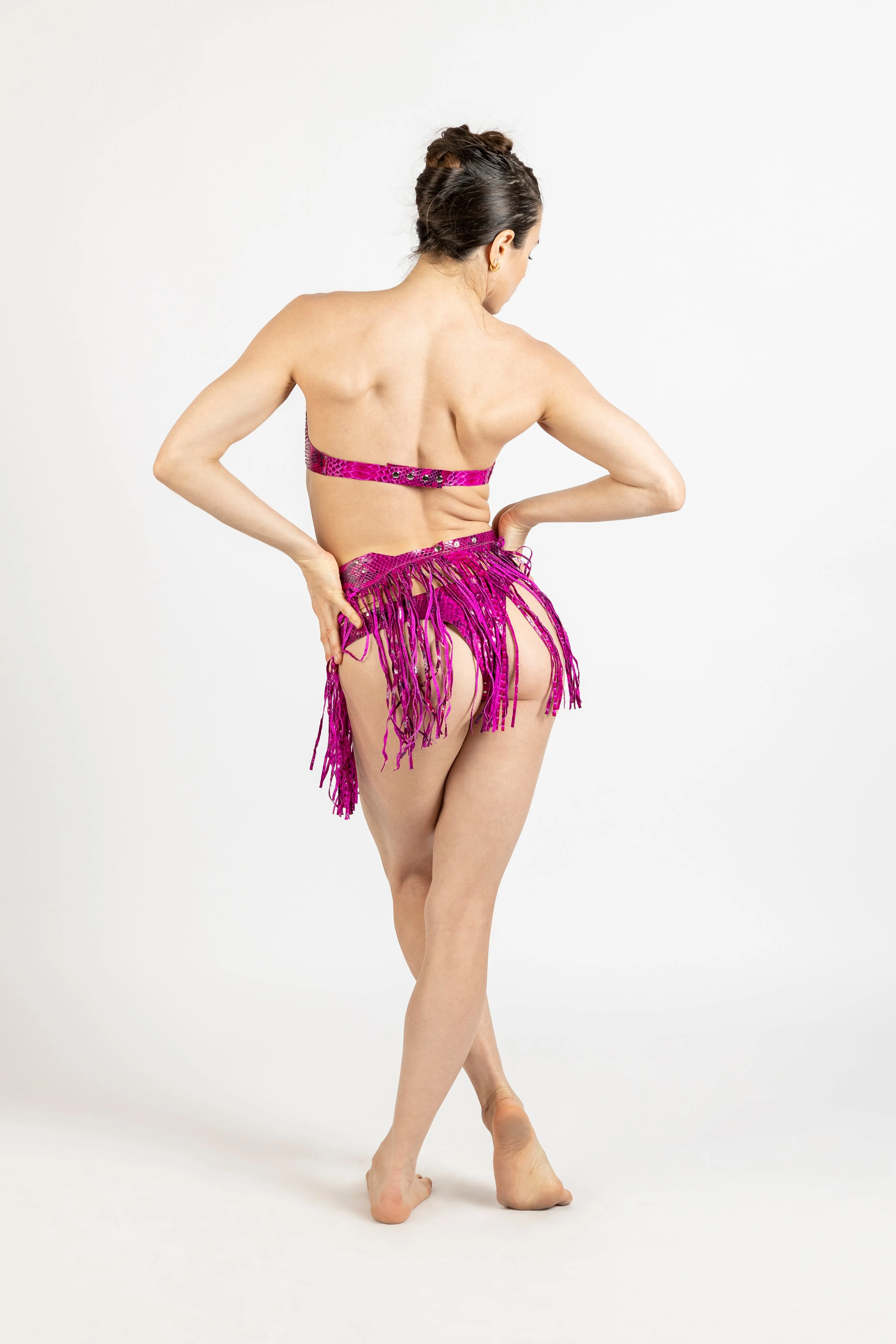 Hot Pink Fringe Snakeskin