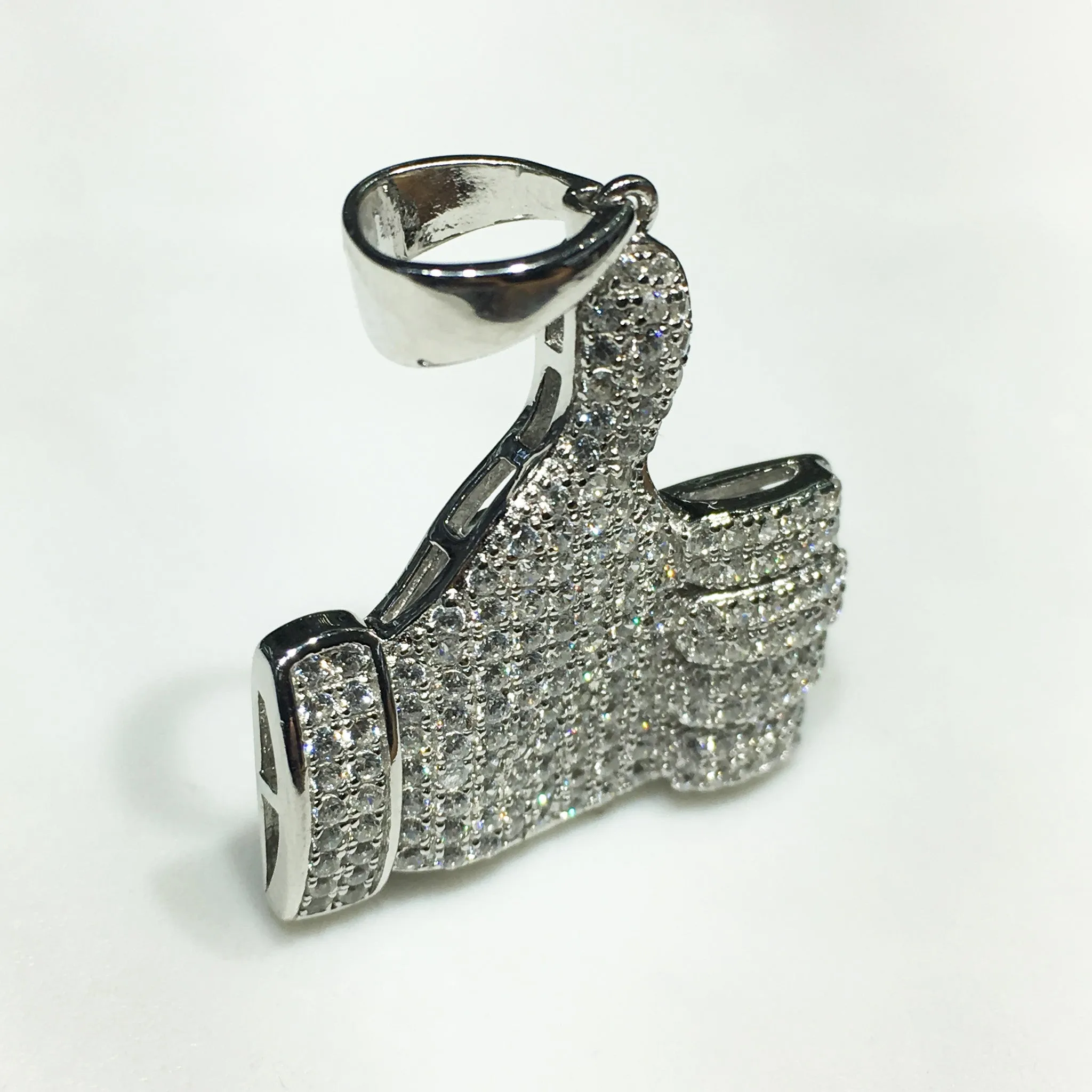 Iced-Out Like Sign Pendant Silver