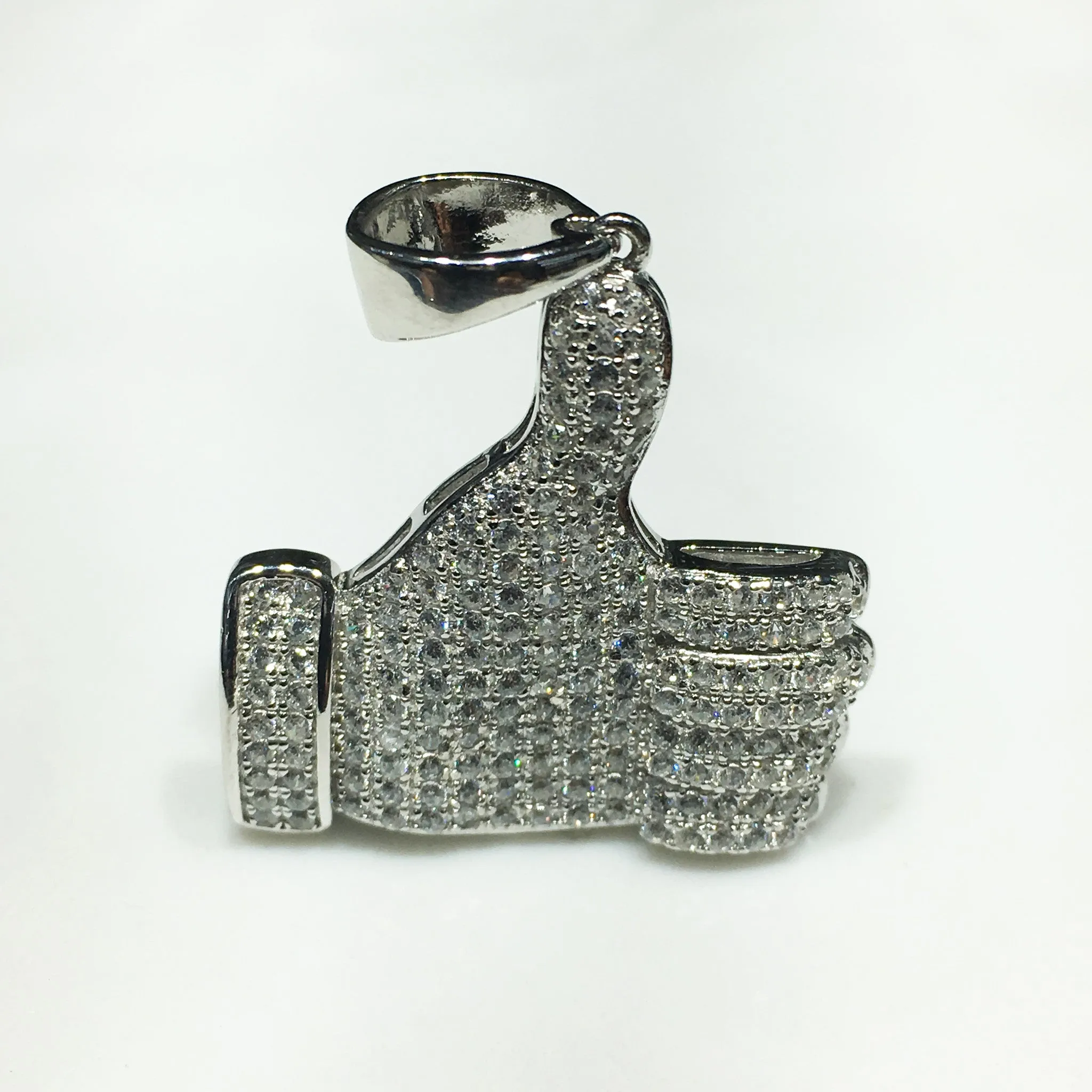 Iced-Out Like Sign Pendant Silver