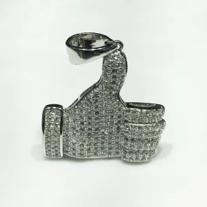 Iced-Out Like Sign Pendant Silver