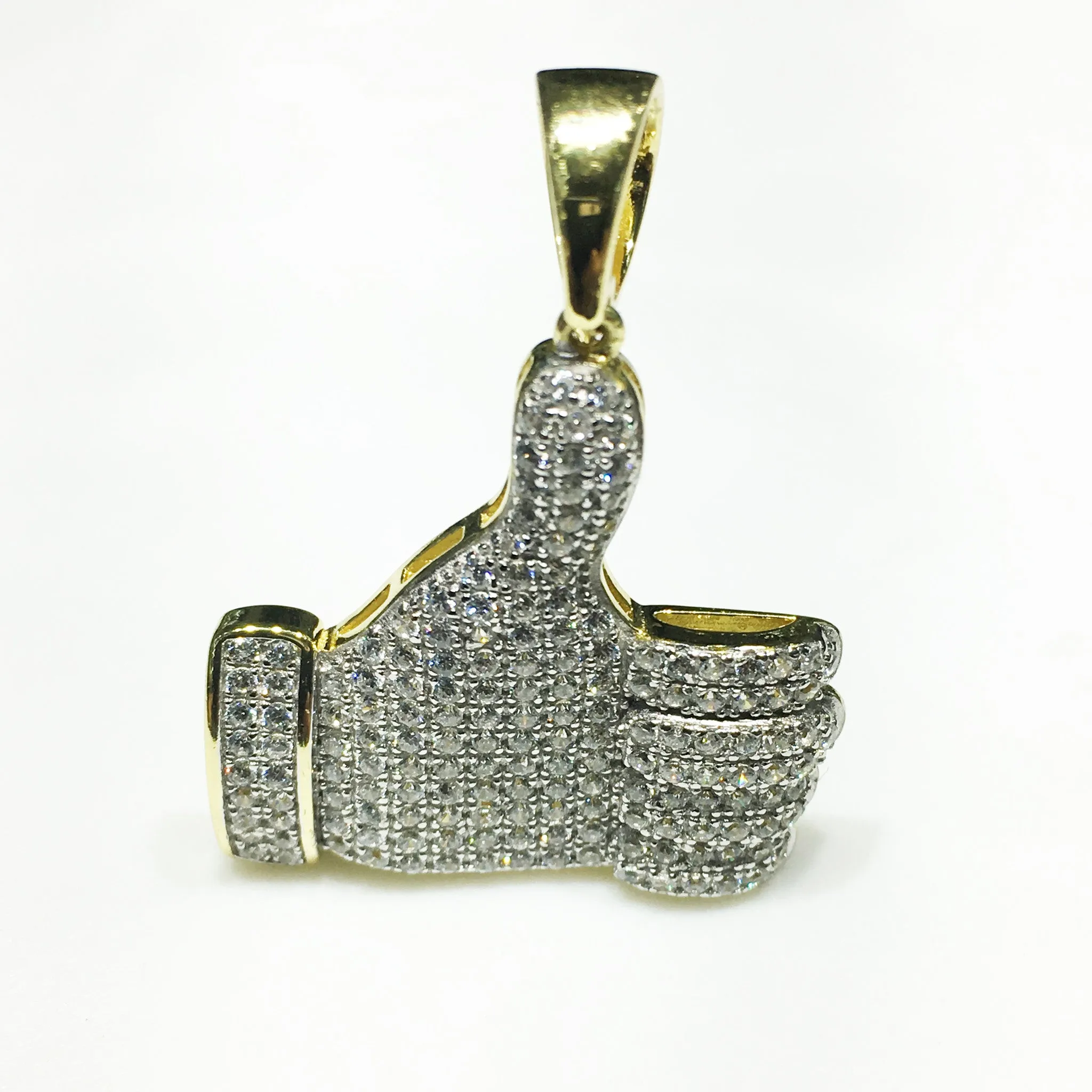 Iced-Out Like Sign Pendant Silver