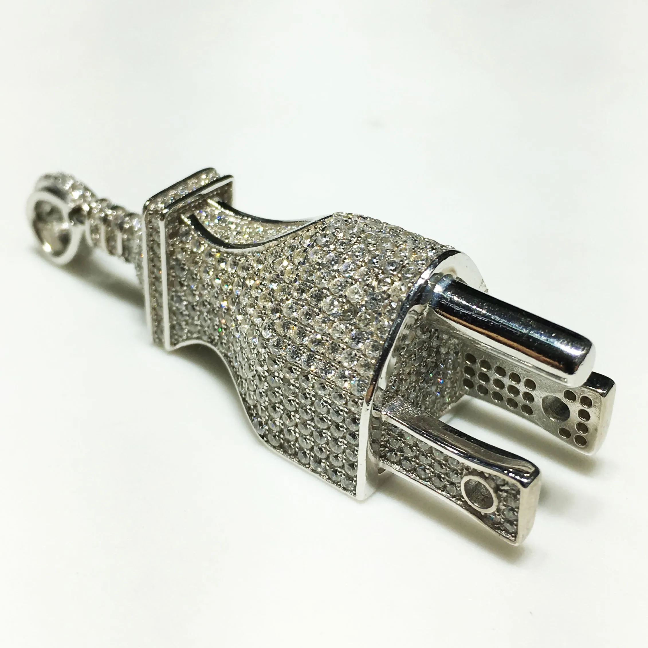 Iced-Out Plug (NEMA 5-15 Type-B) Pendant Silver