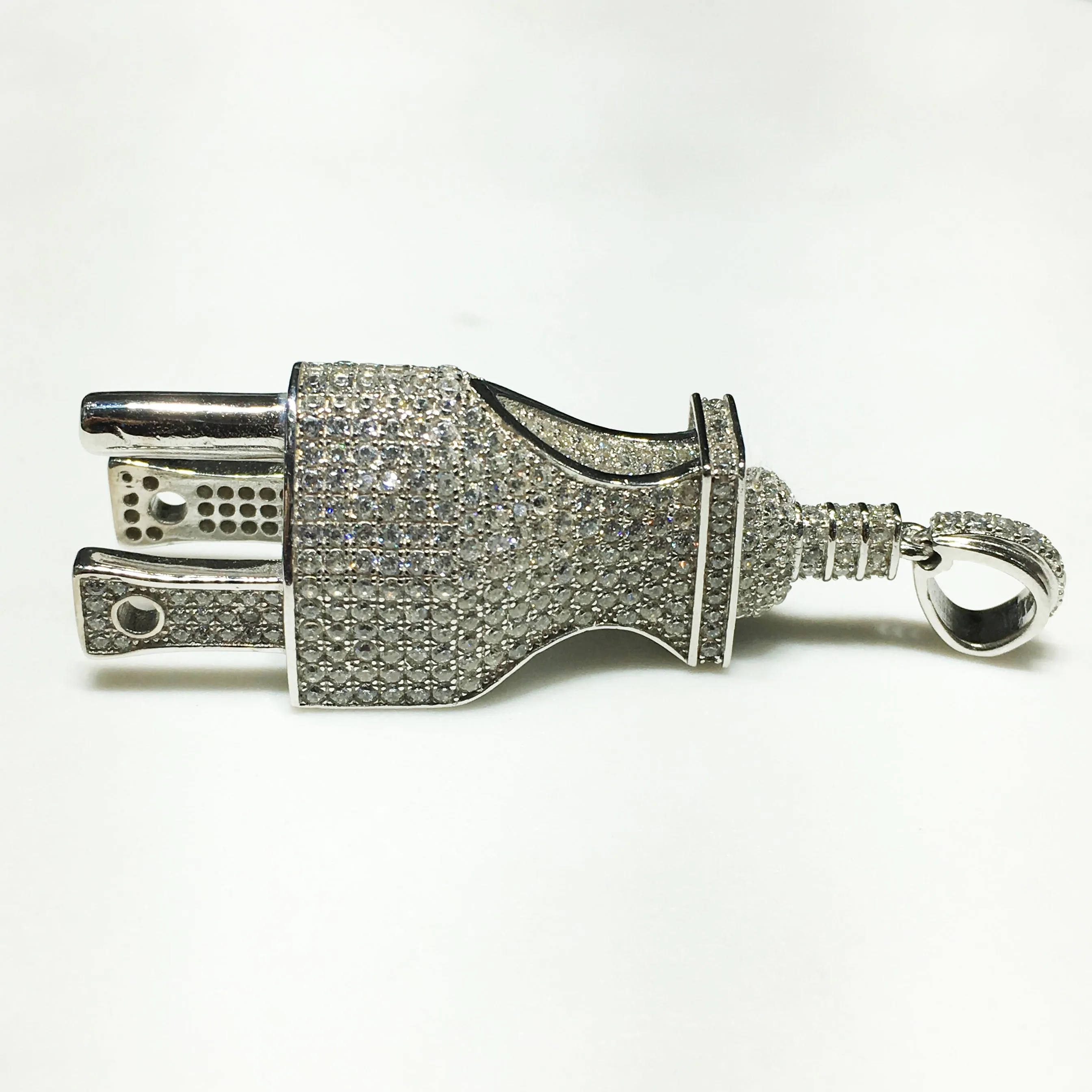 Iced-Out Plug (NEMA 5-15 Type-B) Pendant Silver