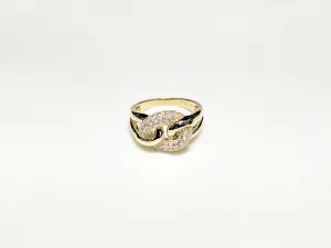 Iced Out Puffy Round Link Ring 10K
