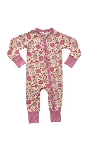 In My Jammers Flamingo Zipper Romper