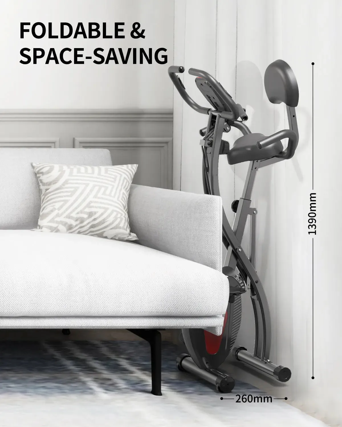 Indoor Stationary Folding Bike   Free Resistance bands