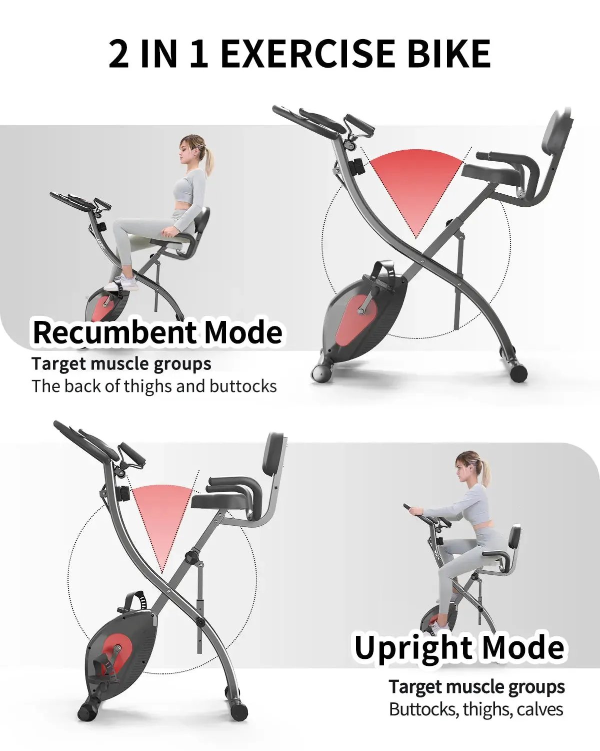 Indoor Stationary Folding Bike   Free Resistance bands