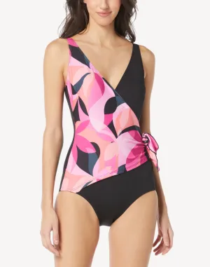 Island Abstract Surplice Polyester One Piece