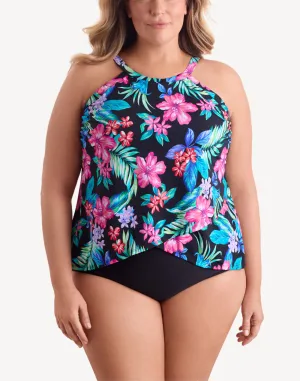 Island Hopping High Neck Plus Size Tankini Top