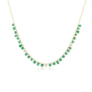 Jardin Emerald & Diamond Bezel Set Necklace